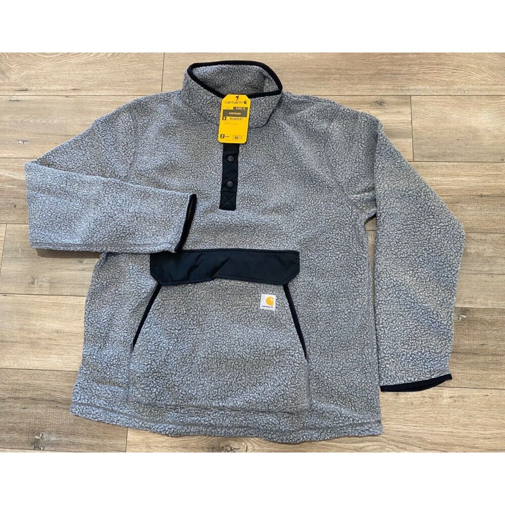 CARHARTT Snap T Fleece Pullover Mens L Tall Relaxed Fit Jacket Gray 0J4991-M